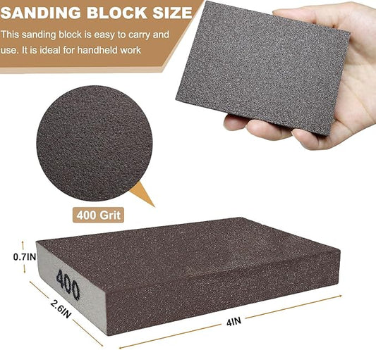 6 Pack 400 Grit Hand Sanding Block, Washable and Reusable Sanding Sponge Great for Pot Brush Pan Brush Sponge Brush Glasses Sanding Wood Sanding Metal Sanding (400 Grit)