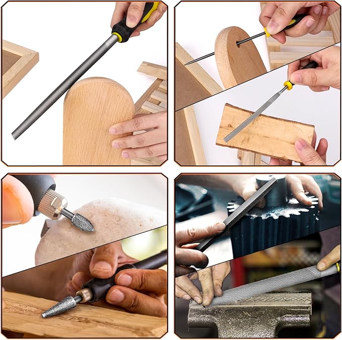 Metal File Set,46PCS Metal Files for Steel,4PCS Large File Woodworking Wood Files Set 14PCS Needle for Works Tools