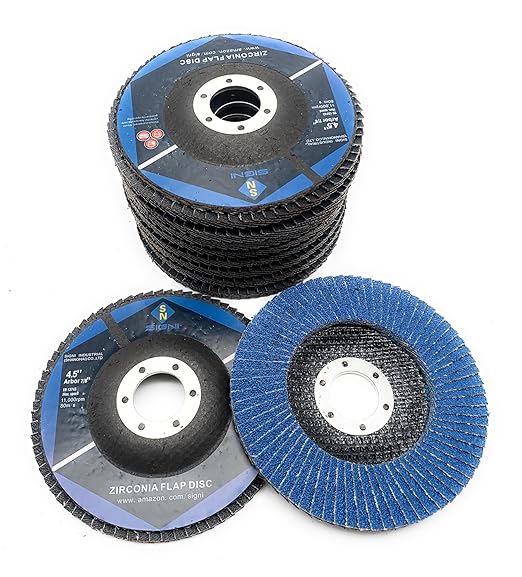 SIGNI 4" x 5/8" Premium Zirconia Flap Discs T27 10-Pack (4.5 inch T27 80#)