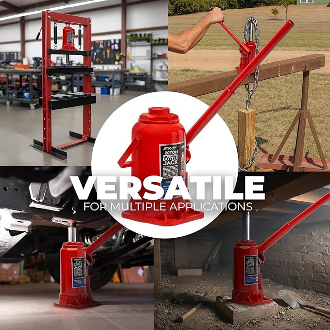 XtremepowerUS Hydraulic Bottle Jack (20 Ton) Portable Hydraulic Jack Lift Height Farm RV Truck Equipment Automotive Shop