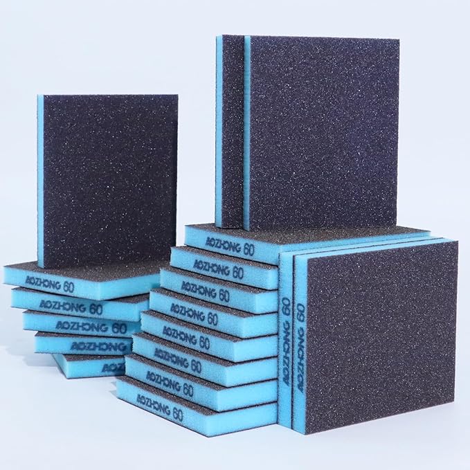 18pcs Sanding Sponge 60 grit Soft Sanding Block Washable and Reusable, Double-Sided Sponge Sanding Blocks Wet Dry Sandpaper Pad for Wood Metal FurniturePaint