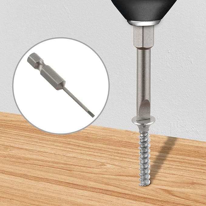 10 Pcs SL1.6 Magnetic Slotted Screwdriver Bits S2 Steel Flat Head Screwdriver Bits with 1/4 Inch Hex Shank, 2 Inch Length