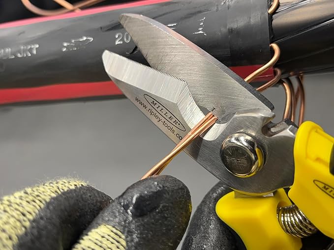 Miller Multi-Purpose KS-3 Angle-Head Fiber Optic Kevlar Scissors, Crimper, and Cable Cutter For Electricians, Technicians, and Linemen