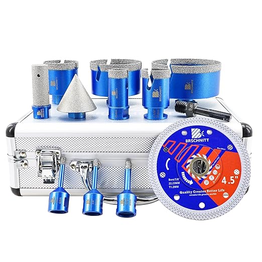 Diamond Core Drill Bit Set - BRSCHNITT Tile Hole Saw Kit 1/4 * 2" 5/16" 1" 1-3/8"2" 3" 4"& 4/5" Finger Bit & 2" Chamfer Bit for Porcelain Tile Ceramic Marble Granite Diamond Blade