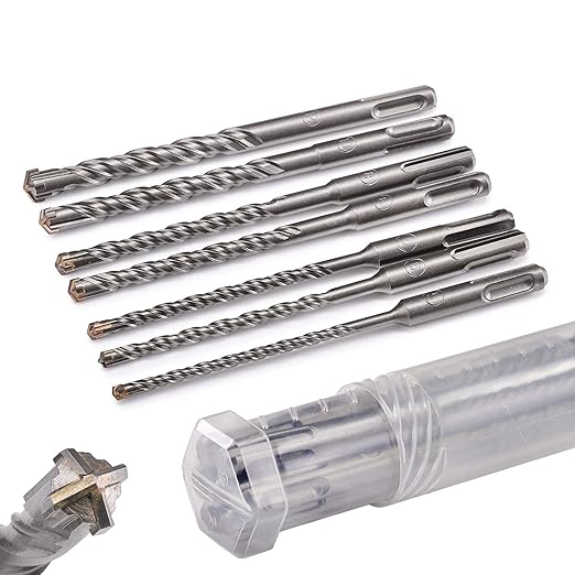 KSP-TEC짰 | Carbide - Cross Tipped SDS-Plus Rotary Hammer Drill and Chisle Bit Set with Storage Case for Masonry, Concrete, Brick, Stone