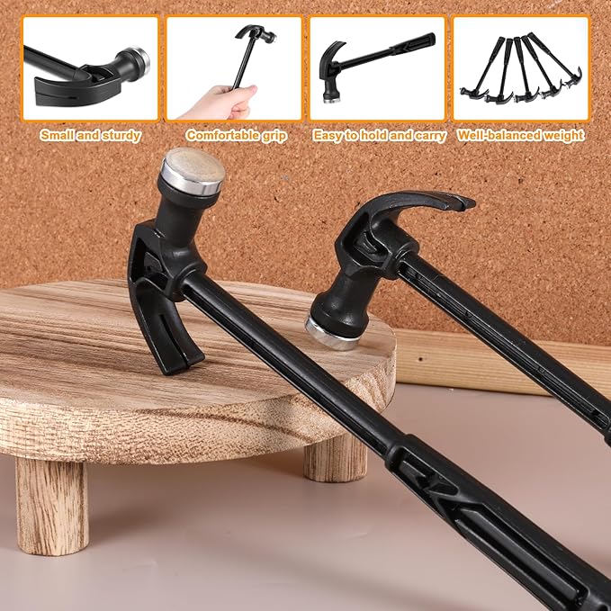 30 Pcs Mini Hammers Plastic Claw Hammer Set, 7.3 Inch Small Safety Hammer for DIY Woodworking Household Decoration, Lightweight Easy To Carry