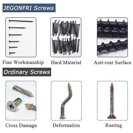 250pcs #6 횞 1 inch High Hardness Drywall Screws, Black, Coarse Thread, Phillips Drive, Bugle Head, Black Wood Screws, Wood and More (1 in, 250)