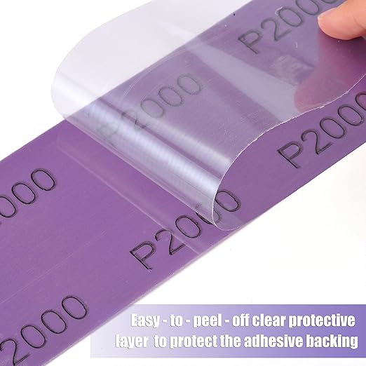 MAXMAN 1000 Grit Sandpaper Roll, PSA Purple Film Ceramic Longboard Sand Paper, 2-3/4" Wide Continuous 20 Yard Long Continuous Roll, Self Adhesive Stickyback for Auto, Wood, Metal, Hand Sanding Blocks