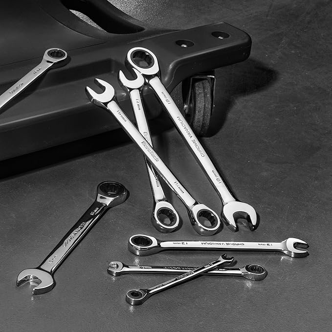 DURATECH 17mm Ratcheting Combination Wrench, Metric, 72-Tooth, 15-Point, CR-V Constructed with Mirror Polish