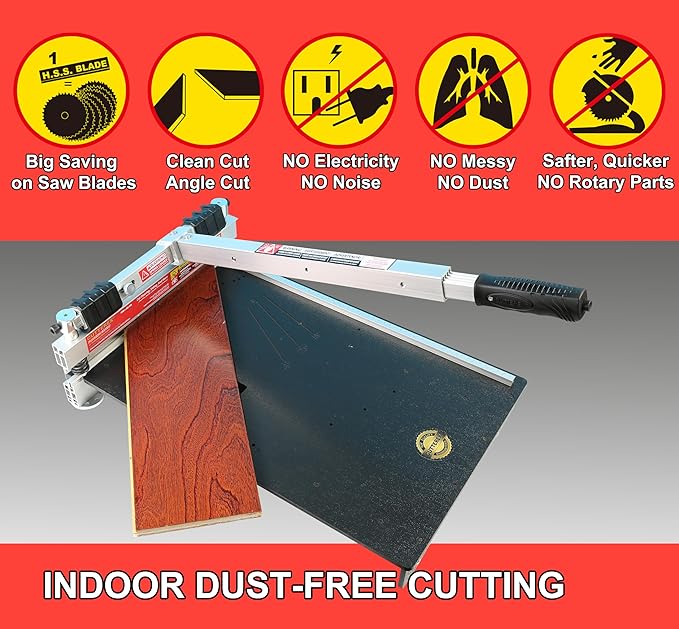 Heavy Duty 13" Professional Laminate Floor Cutter, Vinyl Floor Cutter, Multi-layer Flooring, Parquet, Fiber Cement Wall Panels, Rubber Concave Base, LVT, VCT, SPC, PVC, LVP, WPC, Vinyl Plank