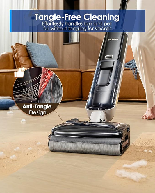 Tineco Floor ONE S6 Master Wet Dry Vacuum Cleaner, 20kPa Suction Vacuum Mop with Dual-Edge Cleaning, 45 Min Runtime (Quite Mode), 185째F Flashdry, 4inch Ultra-Slim