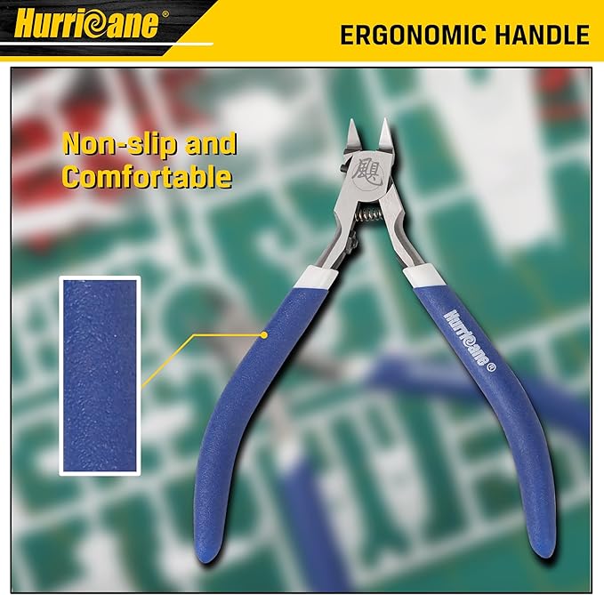 HURRICANE Professional Model Nippers for Gundam - 4.8" Single-Blade Precision and Auto-rebound Spring, Hobby Nippers for Gundam Repairs and Fixes, Includes Leather Sheath & Hex Wrench