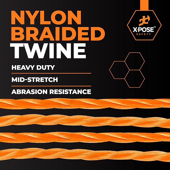 Xpose Safety Orange Mason Line String ??#18 Braided Nylon Twine ??275 Ft Durable Construction Line for Masonry Tools, String Level, Landscaping, and Gardening Pack of 2