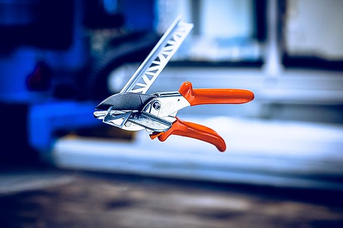 Original L횜WE Mitre Scissors 3.104/H횥 with Lever Transmission and 45 Degree Stops, for use in Industry and Crafts, for Hard and Flat Materials Such as Plastic, Rubber, Wood, PVC, Leather