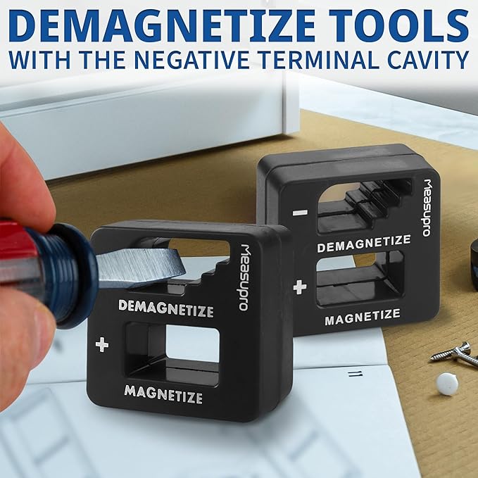 Demagnetizer and Magnetizer for Screwdrivers Tips, Bits, and Small Tools, Large or Big Screws, Drills, Drill Bits, Sockets, Nuts, Bolts, Nails and Precision Construction, Black - 3 Pack