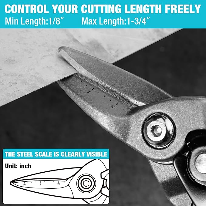 DURATECH 10 Inch Aviation Snips | Straight Cut Tin Snips for Cutting Metal Sheet | CR-V Steel Heavy Duty Tin Snips with Visible Cutting Length
