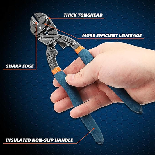 PRIDE&CRAFT 8 inches Mini Bolt Cutter Heavy Duty Cutting Tool for Wire, Chain, and Bolts, Compact Wire Cable Cutter, Snips Clippers, Portable Tools for Electricians, Mechanics, and DIY Enthusiasts