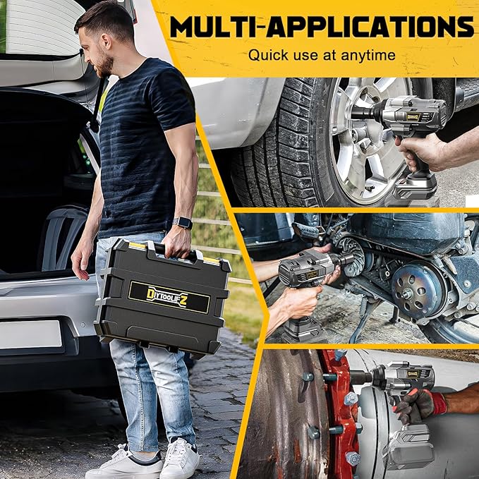 Cordless Impact Wrench 1/2 inch for Dewalt 20v Battery, 1000FT-LBS(1360N.m) Brushless Electric Impact Gun, High Torque Power Impact Driver with 6Pcs Sockets & Storage Case (Tool Only)