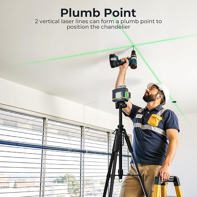 CIGMAN Laser Level Self Leveling 3x360째 3D Green Cross Line for Construction and Picture Hanging, Rechargeable battery, Remote Controller, Magnetic Rotating Stand Included