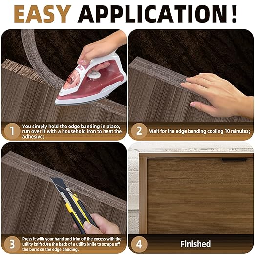 GSCIT Club Walnut Edge Banding, 5/8 inch x 100ft roll of Veneer Edge Banding - Pre-glued Flexible, Real Wood Tape for Cabinet Repair and Furniture Restoration