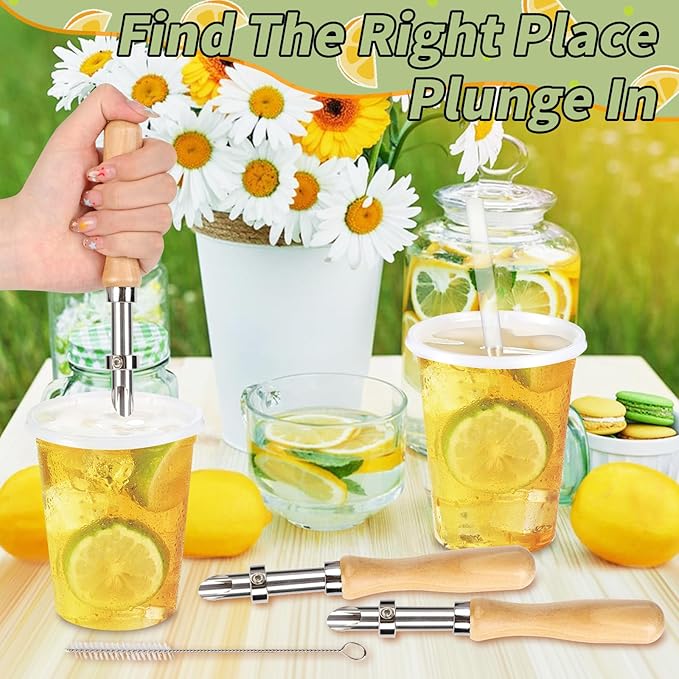 2Pcs Straw Puncher For Plastic Lids Lemonade Cups竊똂lay Hole Cutters Straw Hole Puncher,Tools for Lemonade Stand Supplies