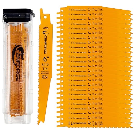 25-PC Reciprocating Saw Blades, 6 inch, 6-12 TPI, BI-Metal (M42+D6A) Material, Replace Milwaukee, Dewalt and Diablo sawzall Blade for Wood with Nails