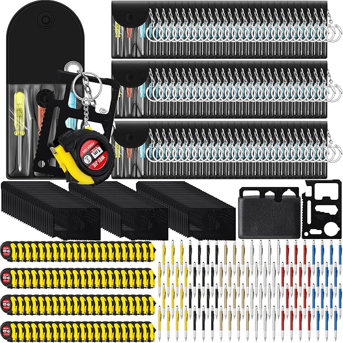 336 Pcs Mini Tape Screwdriver Keychain Set Valentine's Day Men Gifts Bulk Employee Appreciation Gift Bulk Multitool Pen Card for Adult Tool Party (Multicolor)