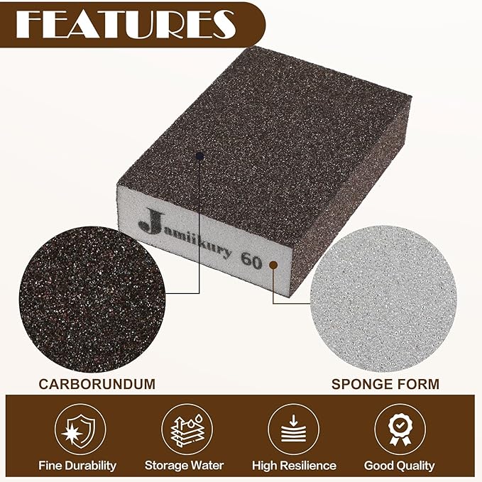 16pcs Sanding Blocks Assortment Kit, Sponge Sand Block Washable and Reusable, Wet & Dry Sandpaper Block for Wood Metal Drywall and Furniture Paint - 36/60/80/100/120/150/180/220 Grit