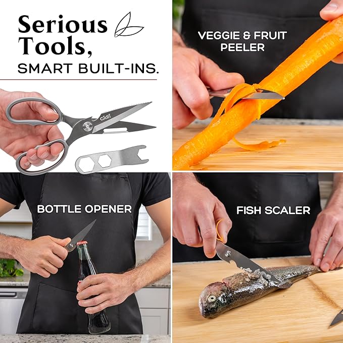 Premium Kitchen Scissors by Gidli ??Lifetime Replacement Warranty* - Heavy Duty Kitchen Shears for Food ??All-Purpose Stainless Steel Scissors ??Dishwasher Safe, Comes Apart for Easy Cleaning