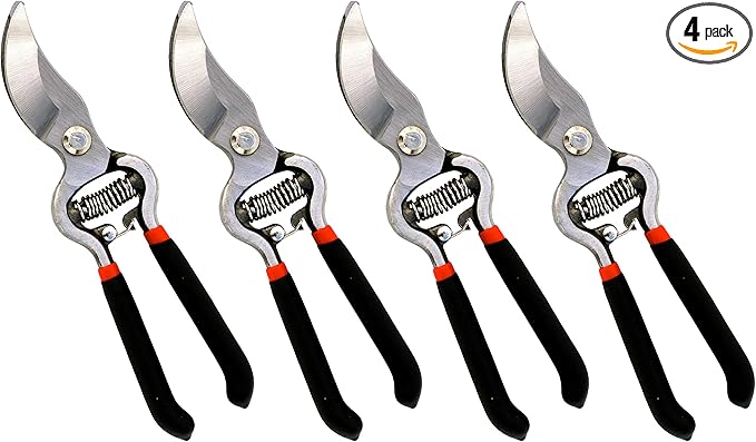 Garden Guru Classic Bypass Pruning Shears Clippers ??Heavy Duty Forged Steel Garden Pruners ??Safety Lock ??Non Slip Comfort Grips ??Cuts up to 1????Professional Bypass Pruners for Gardening (4 Pack)