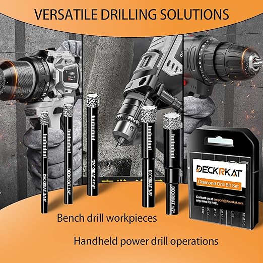5 Packs Dry Diamond Drill Bits Set 5/16" 8mm Vacuum Brazed Diamond Hole Saws for Granite Tile Ceramic Marble Stone Glass and More Hard Materials (not for Wood), Round Shank with Storage Case