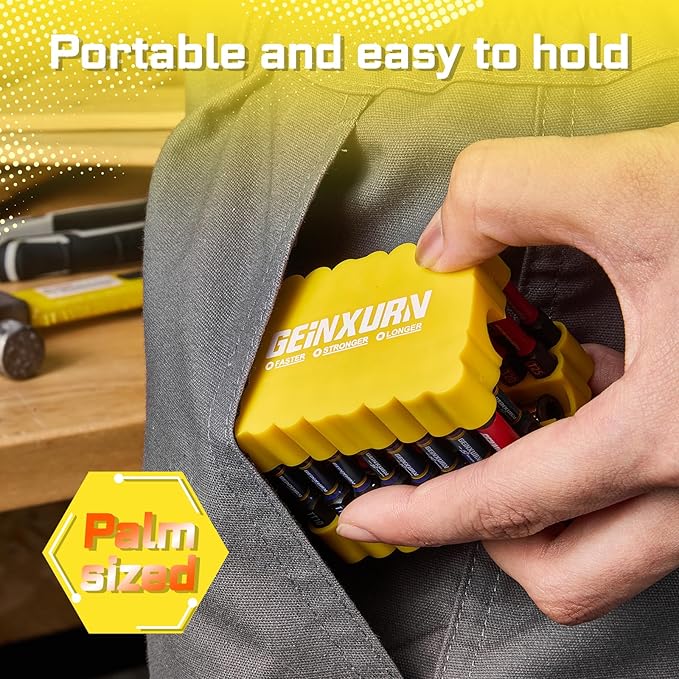 Impact Screwdriver Bits Set, 33 Pieces 2?쒶ulti Head Magnetic S2 Steel Driver Bits PH/SQ/Torx/Slotted/Security Torx With Yellow Soft Base