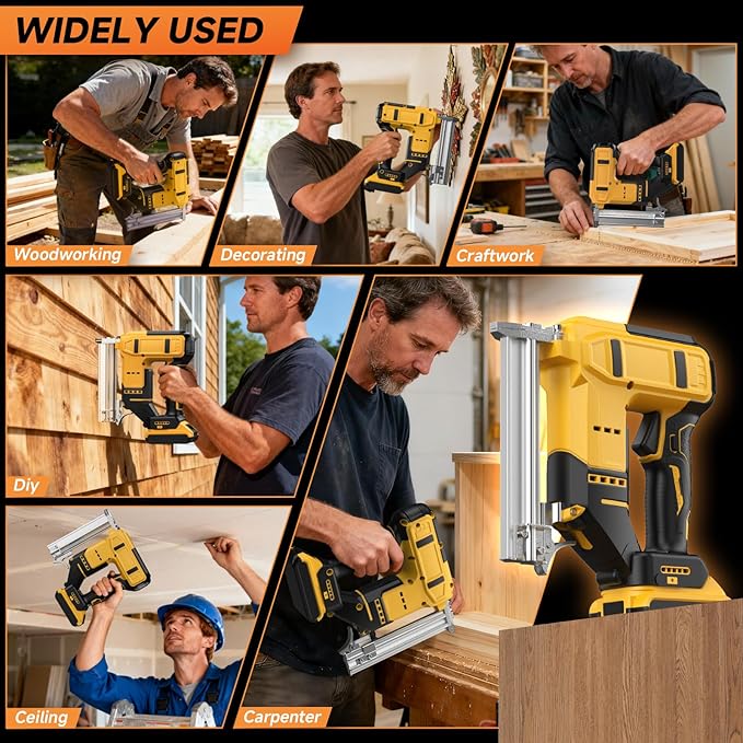 2 in 1 Cordless 18GA Brad Nailer & Stapler, Compatible with Dewalt 20V Max Battery (No Battery), Nail Gun/Staple Gun Battery Powered with 1200 Nails/Staples for DIY, Woodworking