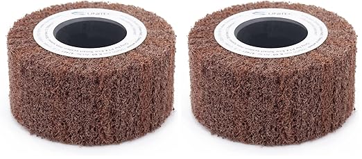 CS Unitec | PTX Fleece Nonwoven Wheel | 400 Grit Metal & Wood Grinder Polisher Tool Wheel Attachment | 4" Diameter x 2" Wide (Pack of 2)