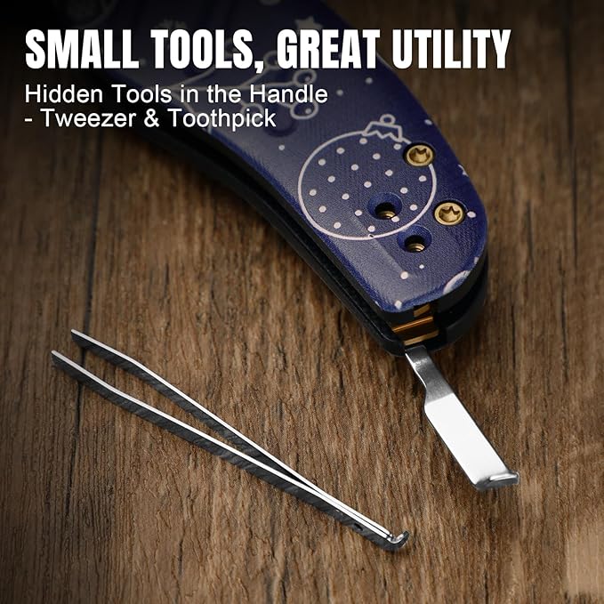 Kizer C01C 2.9(Tool-Free Version) Utility Knife, Quick Change Box Cutter EDC Pocket Knife with 5PCS Razor Blades, Button Liner Lock Blue G10 Handle Folding Knives with Integrated Tools, V3488.29JMC2