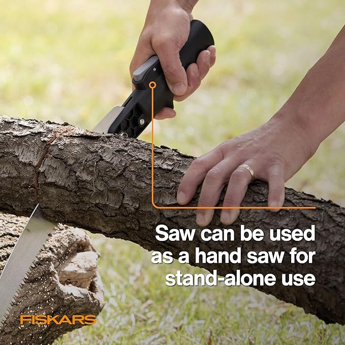 Fiskars XtendControl 12' Extendable Tree Pruner, Adjustable Pole Saw Branch Trimmer with 15" X1 Saw, 3-6' Extension Poles, and Secure Locking System for Precision Cutting
