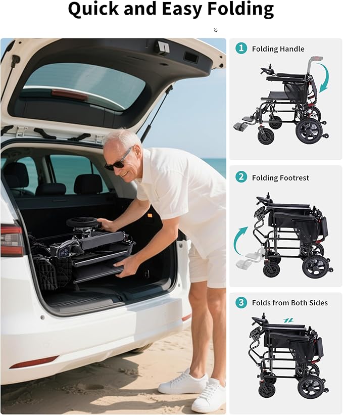 Goldseason 22??Widest Seat Electric Wheelchairs for Adults - Foldable Portable Lightweight Motorized Wheelchair, 500W Motor, 15 Mi Range & 350lb Load Capacity, Home, Park, Travel & All-Terrain, Blue