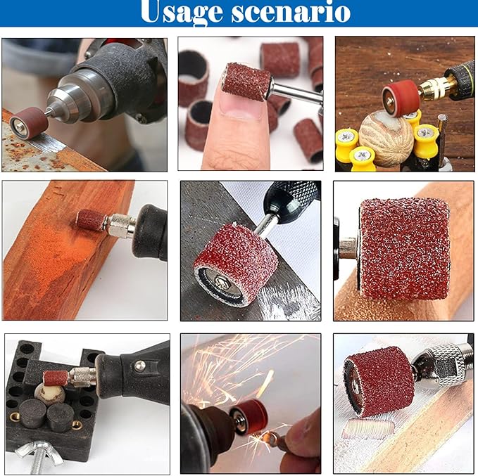400 Pieces Sanding Drums Kit,Drum Sander Sleeves 376pcs (80 120 240 320 400 600Grit),24Pcs Drum Mandrels diameters,Sanding Bits Tool Accessories for Dremel Rotary Tool