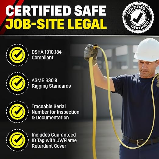 DD Sling 1 Inch x 14 Foot Nylon Lifting Sling – USA Made, 3,200 lb Vertical, 2,600 lb Choker, 6,400 lb Basket – 2-Ply Heavy Duty 900 Webbing, Type 4 Twisted Eye & Eye Rigging Sling