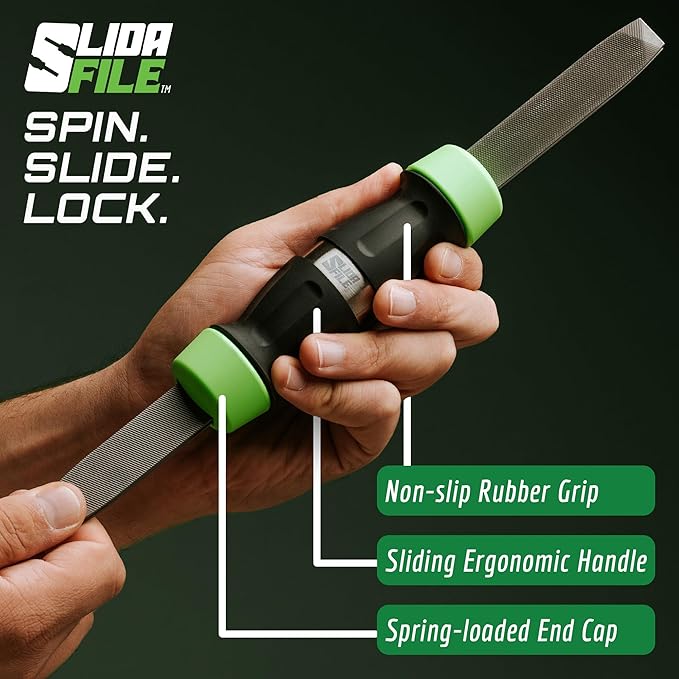 Slida File 4-in-1 Metal File Tool – Bastard, Smooth, Double & Second Cut Set – Compact Hand Shaping Tool for Metal, Steel – Ergonomic Handle – Fits Toolbox – DIY & Pro Use