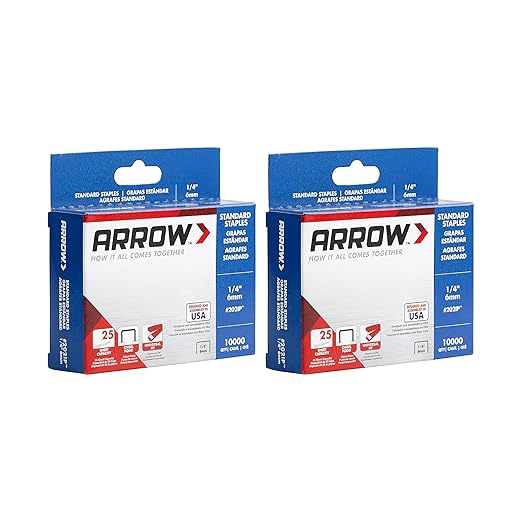 Arrow 202IP-EK 1/4-Inch Length, Galvanized Steel Staples for Desktop Staplers only. Multipack Office Supplies; Business, Classroom Supplies, Home Office, and Craft Use, 2-Pack, 10000 Per Pack
