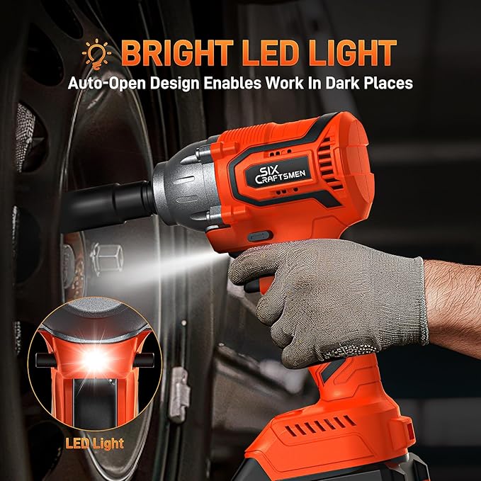Cordless Impact Wrench, 1/2??Brushless Impact Gun, 369ft-lbs(500N.m), Power Impact Driver Kit with 4.0Ah Battery & Fast Charger, Electric Impact Driver Set for Car/DIY Furniture/Mower