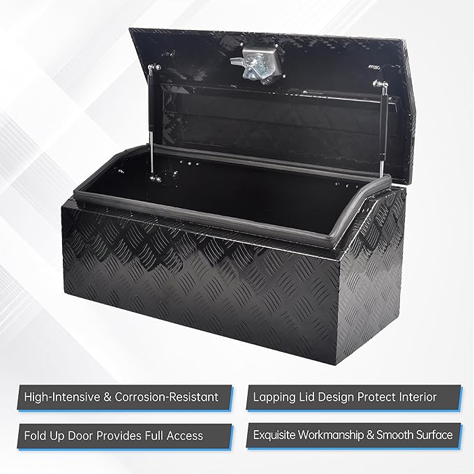 30 Inch Aluminum Truck Tool Box竊똇eavy Duty Truck Bed Tool Box Storage Organizer with T-Handle, Black (30'' x 13.2'' x 13.5'')