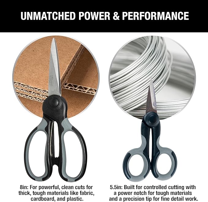 Titan Heavy Duty Scissors Set of 3 Commercial Grade Stainless Steel Shears for Office Crafting Sewing and Home Use All Purpose Scissors with Comfortable Grip for Everyday Cutting 8 and 5.5