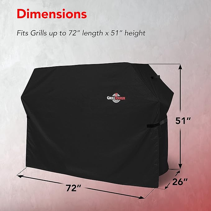 Heavy Duty BBQ Grill Cover for Outdoor Grill, 72 Inch ??Waterproof, Weather Resistant, UV & Fade Resistant with Adjustable Straps ??Gas Grill Cover for Weber, Genesis, Charbroil, etc. Black