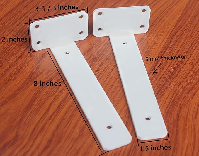 6 Pack - 8 inch White Hidden L Shelf Bracket (1/5 Inch Thicked) Iron Floating Shelf Brackets Rustic Industrial Metal Brackets for Shelf Support