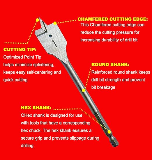 12Pcs Masonry Drill Bit and Wood Spade Drill Bit Drill Mason Stone Concrete Woodworking