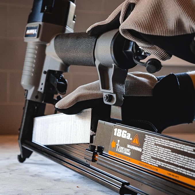NuMax Pneumatic 3-in-1 Nail Gun | 16 GA & 18 GA Finish Nailer, Brad Nailer, Stapler | Multi-Purpose Air Tool for Trim, Moulding, Baseboards, Furniture, and Home Improvement Projects | SL31