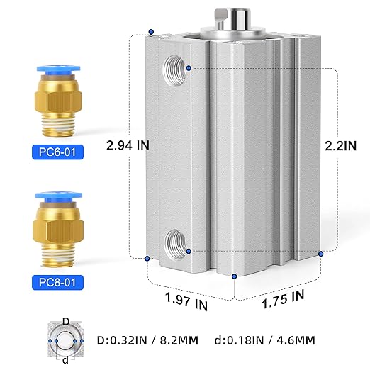 TAILONZ PNEUMATIC 32mm Bore 50mm Stroke Pneumatic Small Thin Cylinder Aluminum Pneumatic Air Cylinder SDA32-50