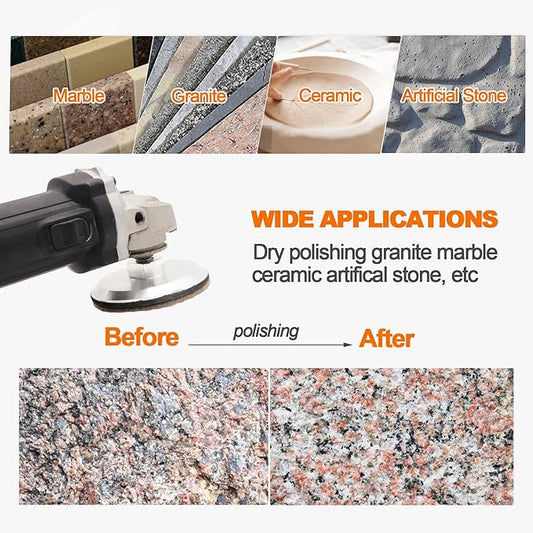 Dry Diamond Polishing Pad Set,7pcs 4 inch #50 for Stone Marble Quartz Granite Sanding Disc Countertop Polish Polisher Pads Kit Tools used on Grinder or Polisher